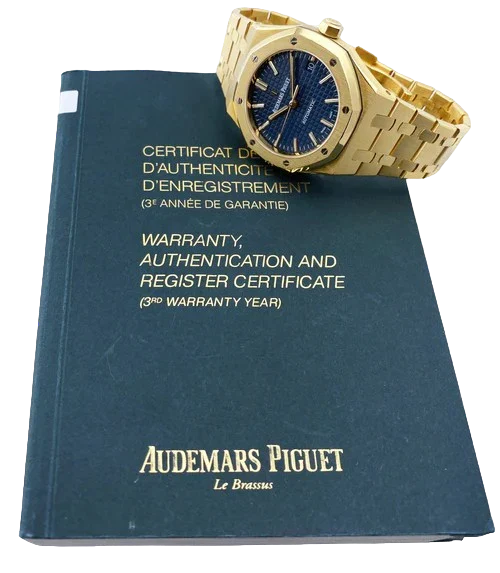 Audemars Piguet Royal Oak 15450BA Blue Dial 18K Yellow Gold Papers